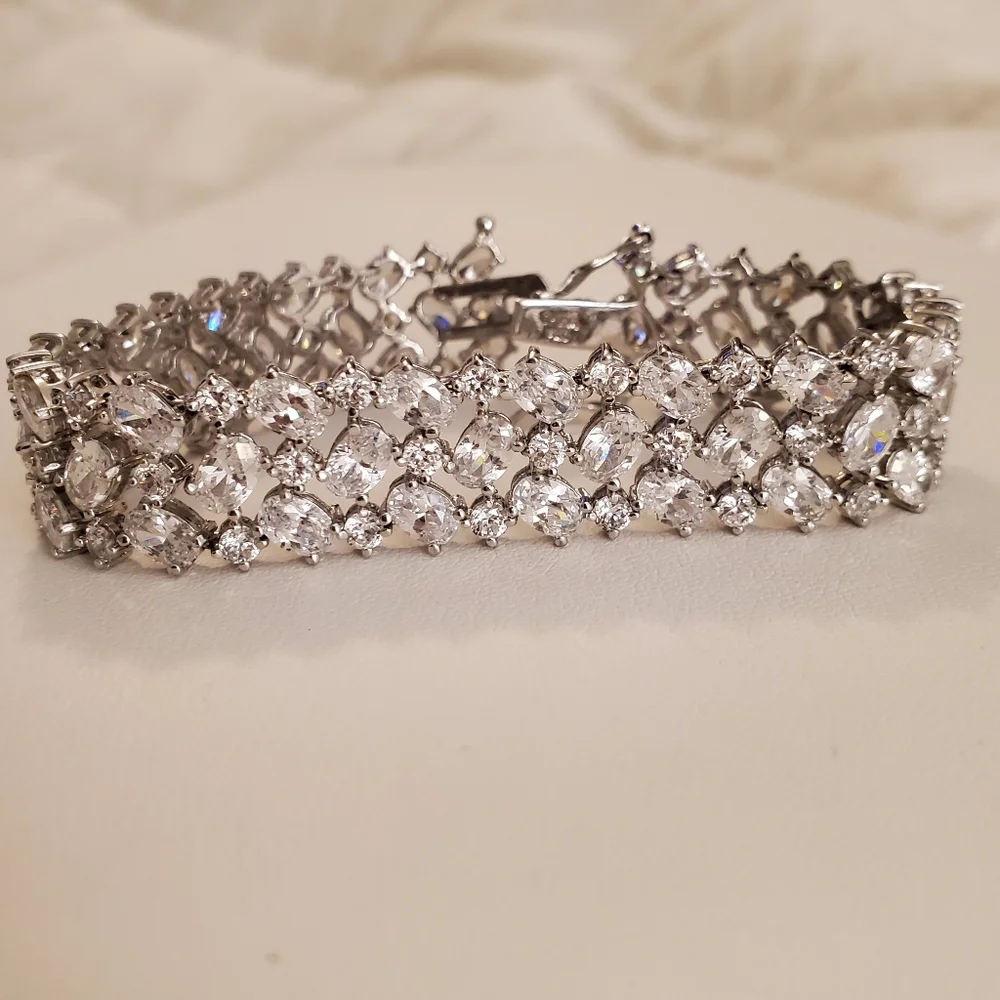 Heavy Sterling Silver Cz Bracelet